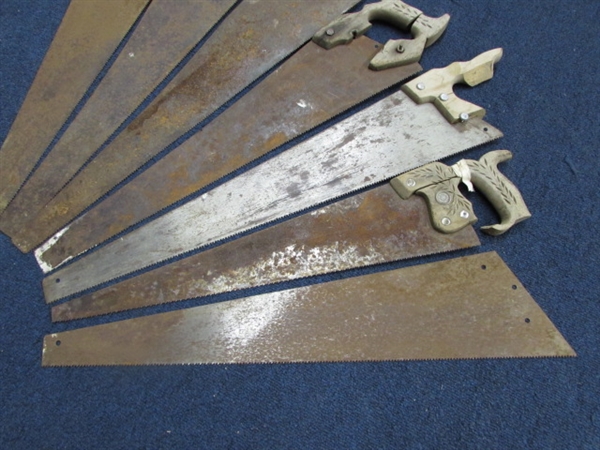 SEVEN OLD HANDSAWS