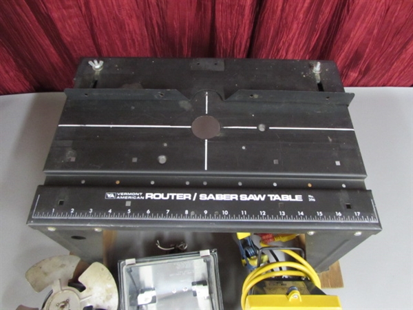 ROUTER TABLE/HALOGEN LAMPS & 8 FAN