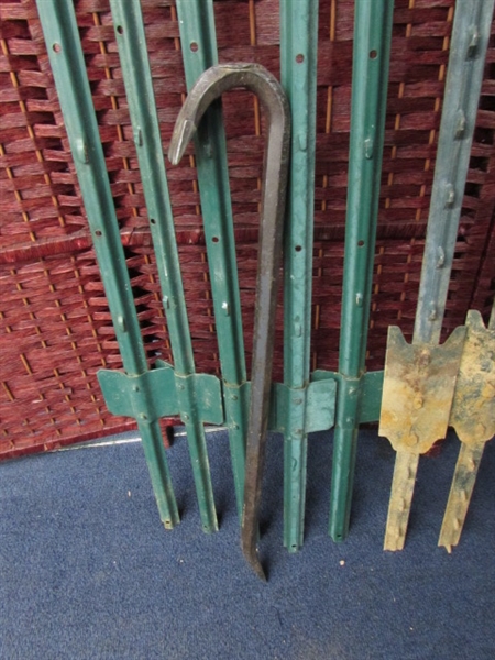 METAL FENCE POSTS AND CROW BAR