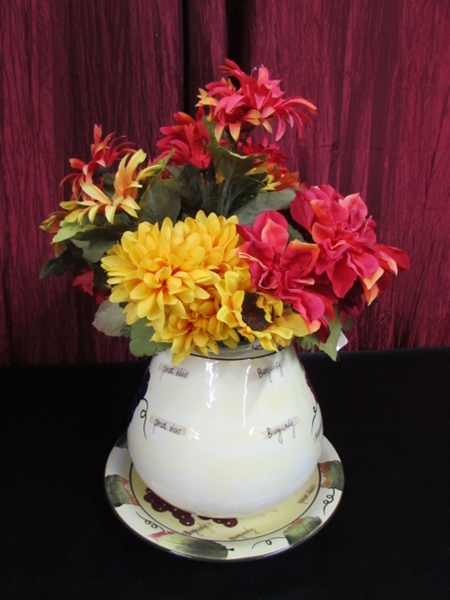 BEAUTIFUL LARGE CERAMIC PITCHER & PLATE