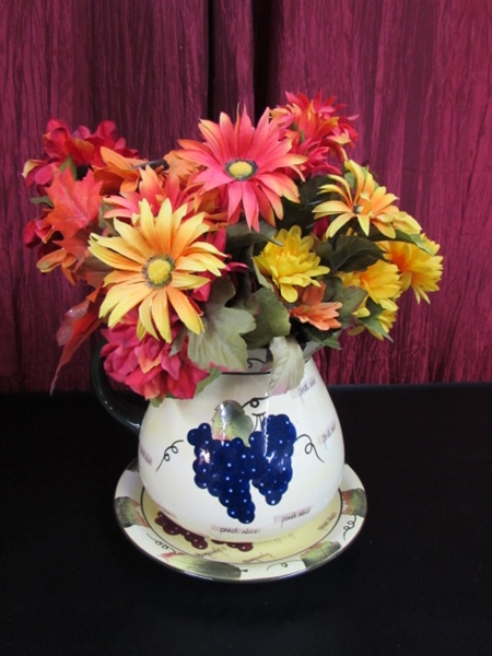 BEAUTIFUL LARGE CERAMIC PITCHER & PLATE