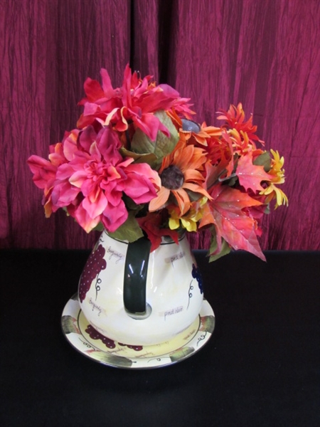 BEAUTIFUL LARGE CERAMIC PITCHER & PLATE