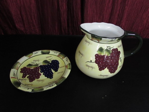 BEAUTIFUL LARGE CERAMIC PITCHER & PLATE