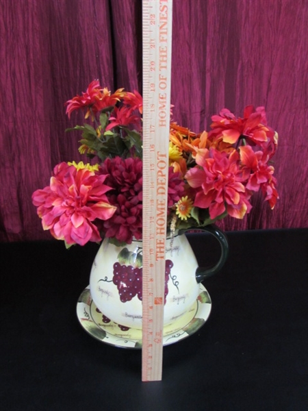 BEAUTIFUL LARGE CERAMIC PITCHER & PLATE