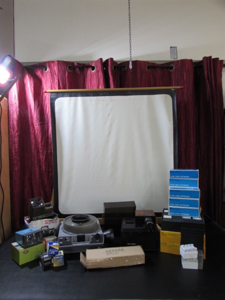 SLIDE PROJECTOR, VIEWERS, AND SCREEN