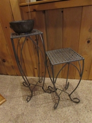 2 SMALL METAL TABLES/PLANT STANDS & MORE