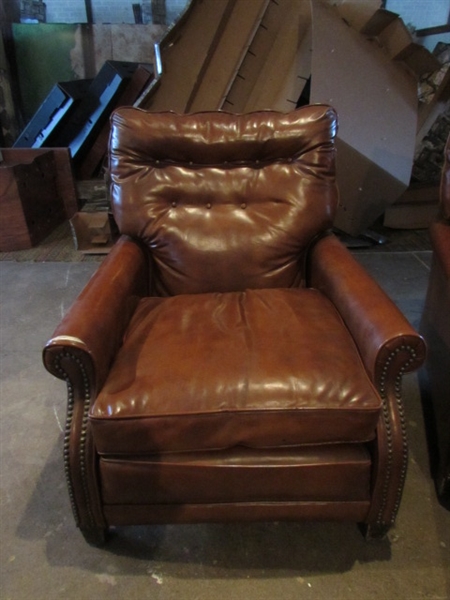 TWO VINTAGE ARMCHAIRS & AN OTTOMAN