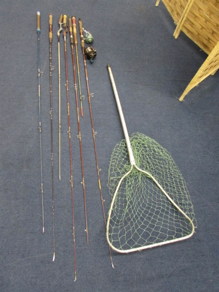 VINTAGE FISHING POLES A PENN REEL & NET