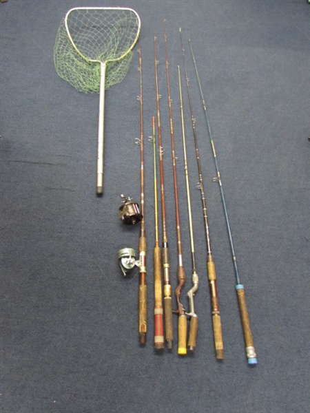 VINTAGE FISHING POLES A PENN REEL & NET