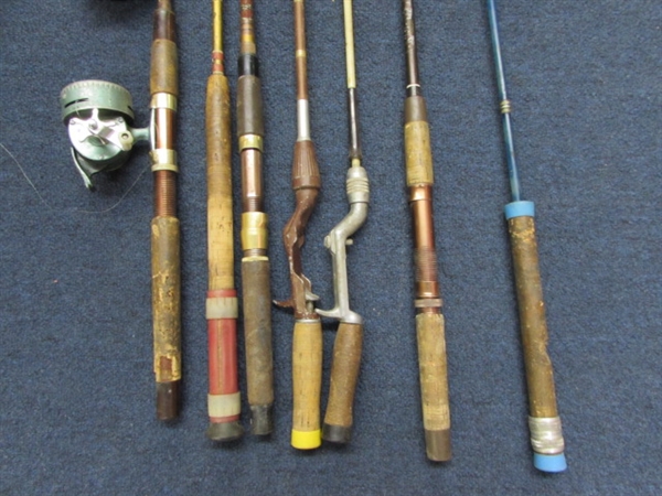 VINTAGE FISHING POLES A PENN REEL & NET