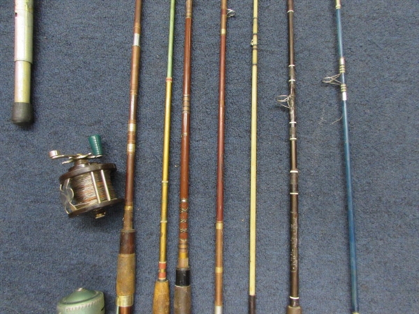 VINTAGE FISHING POLES A PENN REEL & NET