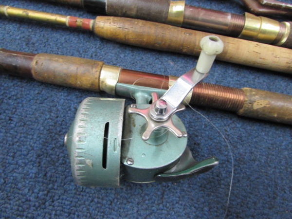 VINTAGE FISHING POLES A PENN REEL & NET