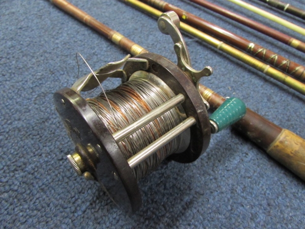 VINTAGE FISHING POLES A PENN REEL & NET