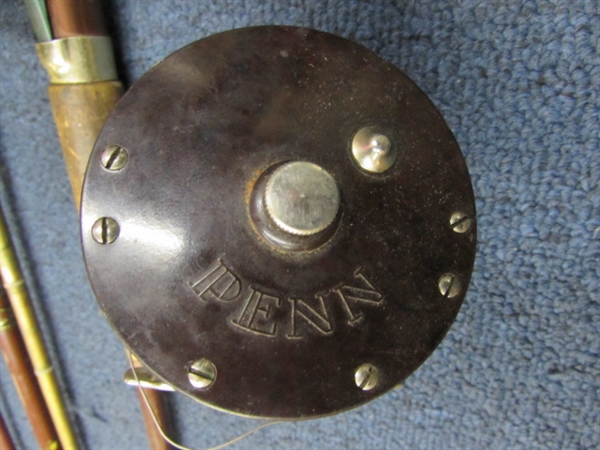 VINTAGE FISHING POLES A PENN REEL & NET