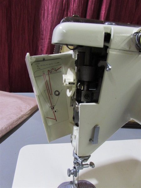 VINTAGE SINGER SEWING MACHINE & TABLETOP IRONING BOARD