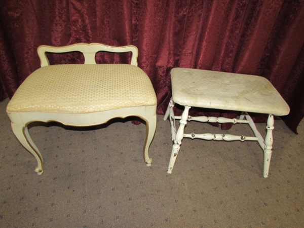 2 VINTAGE VANITY BENCHES