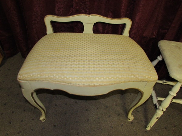 2 VINTAGE VANITY BENCHES