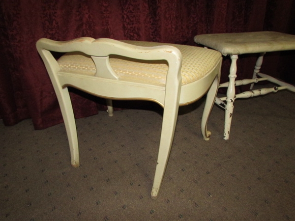 2 VINTAGE VANITY BENCHES