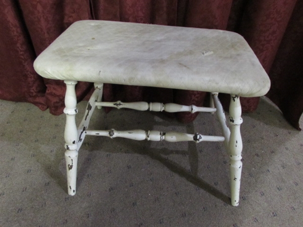 2 VINTAGE VANITY BENCHES