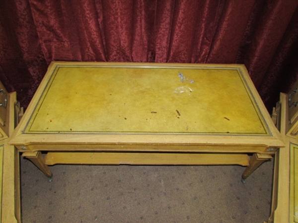 MATCHING VINTAGE WOOD END TABLES & A COFFEE TABLE