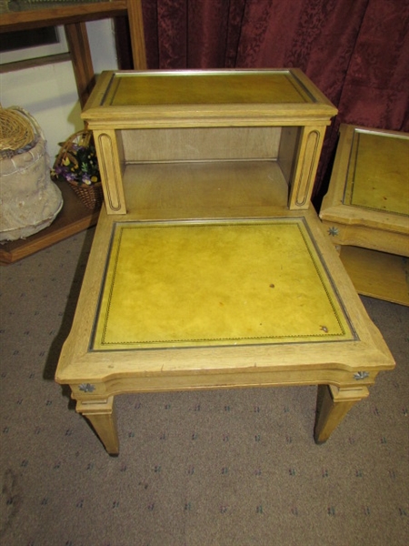 MATCHING VINTAGE WOOD END TABLES & A COFFEE TABLE