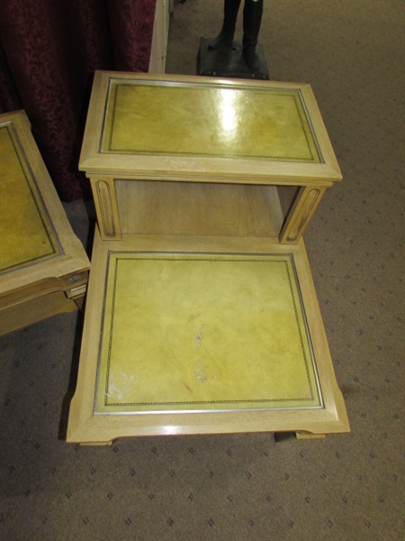 MATCHING VINTAGE WOOD END TABLES & A COFFEE TABLE