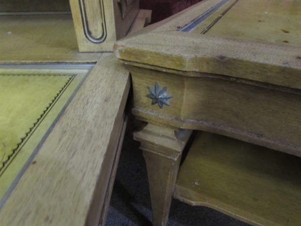 MATCHING VINTAGE WOOD END TABLES & A COFFEE TABLE