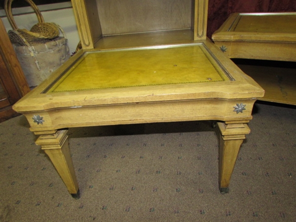 MATCHING VINTAGE WOOD END TABLES & A COFFEE TABLE