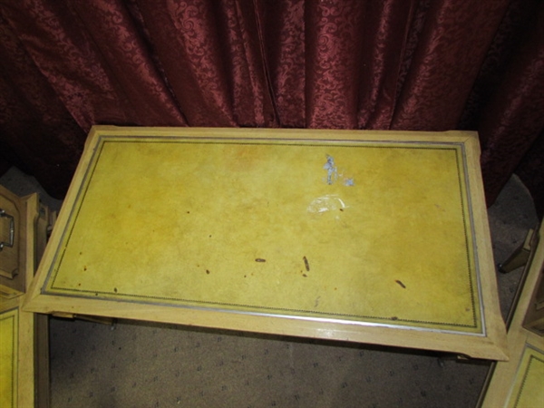 MATCHING VINTAGE WOOD END TABLES & A COFFEE TABLE