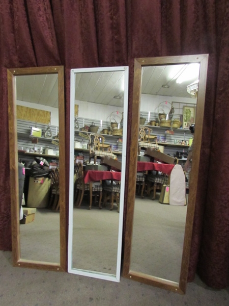 3 WOOD FRAMED DOOR/WALL MIRRORS