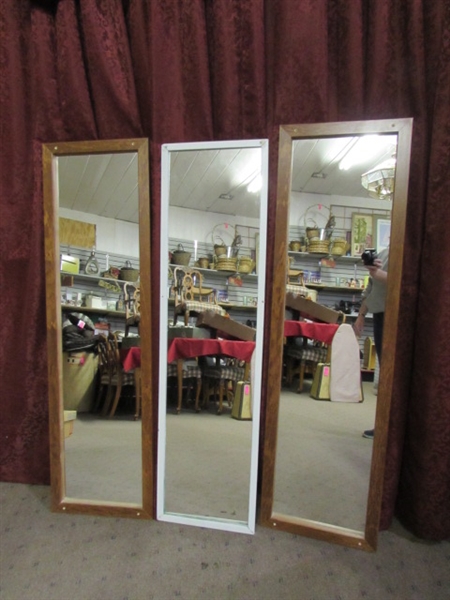 3 WOOD FRAMED DOOR/WALL MIRRORS