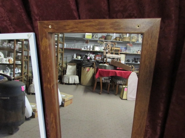 3 WOOD FRAMED DOOR/WALL MIRRORS