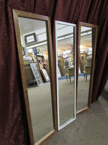 3 WOOD FRAMED DOOR/WALL MIRRORS