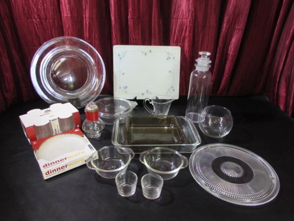 PYREX, FIRE KING BAKING & SERVING GLASSWARE