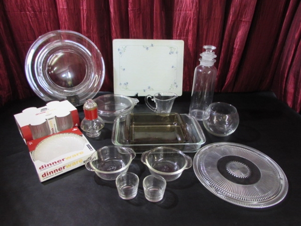 PYREX, FIRE KING BAKING & SERVING GLASSWARE