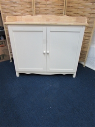 WHITE CABINET WITH WOOD TOP