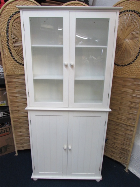 WHITE WOOD STACKING CABINETS