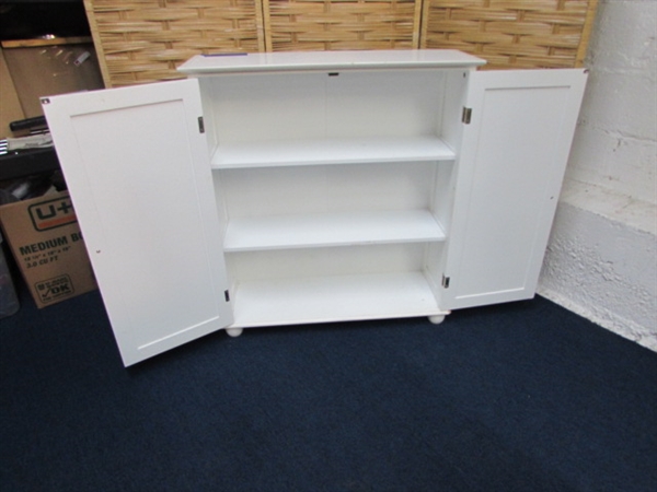 WHITE WOOD STACKING CABINETS