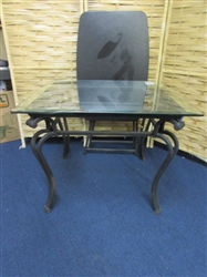 METAL & GLASS TABLE AND FOLDING TABLE