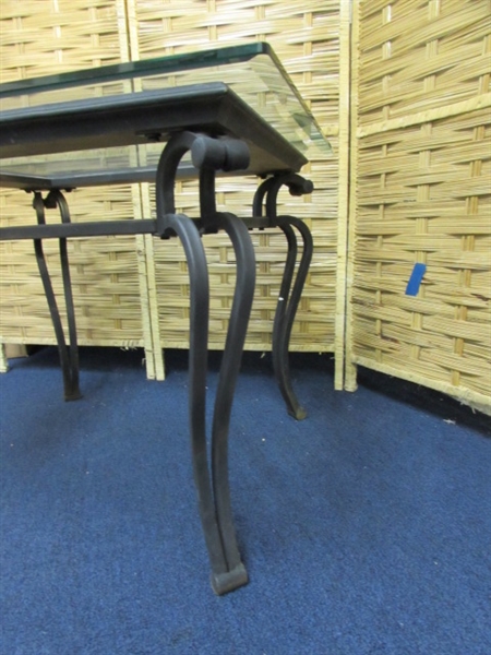 METAL & GLASS TABLE AND FOLDING TABLE