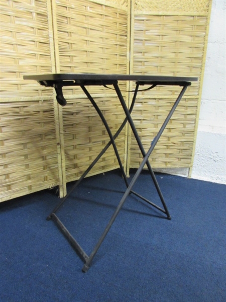 METAL & GLASS TABLE AND FOLDING TABLE