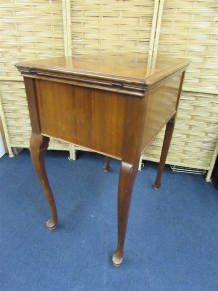 VINTAGE SEWING MACHINE CABINET & STORAGE STOOL