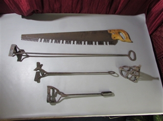 VINTAGE BRANDING IRONS & SAW