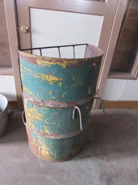 BARREL FEEDER AND GALVANIZED TUB *LOCATED OFF SITE #1*