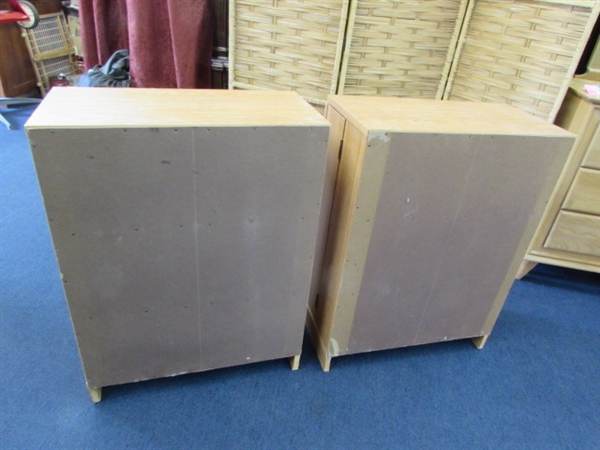 A PAIR OF LOCKING WOOD MEDIA CABINETS FOR ALL YOUR MUSIC MOVIES AND MORE!