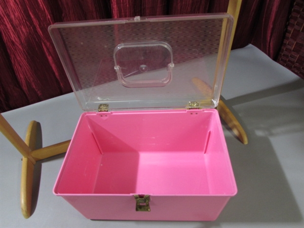SEWING BOX AND NEEDLEPOINT STAND