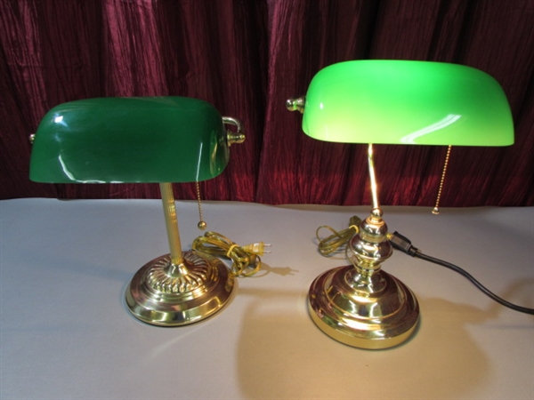 PAIR OF BANKERS LAMPS