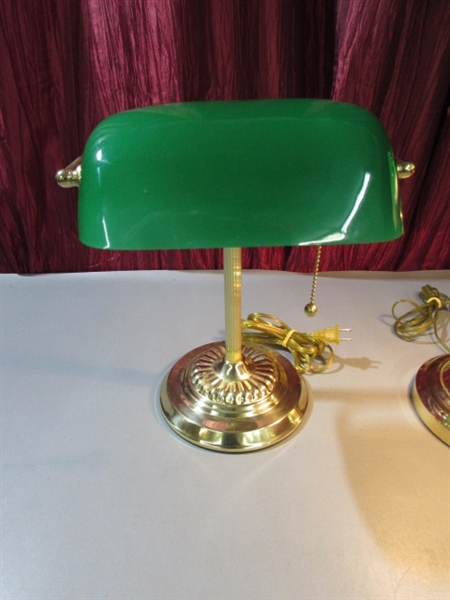 PAIR OF BANKERS LAMPS