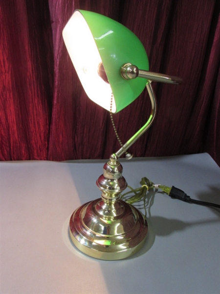 PAIR OF BANKERS LAMPS