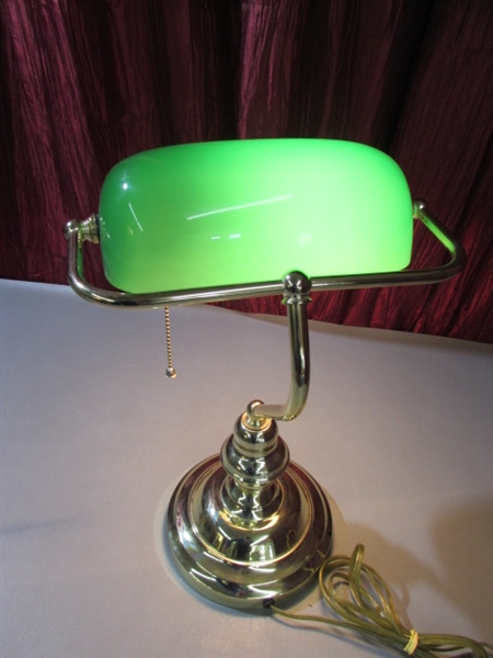 PAIR OF BANKERS LAMPS